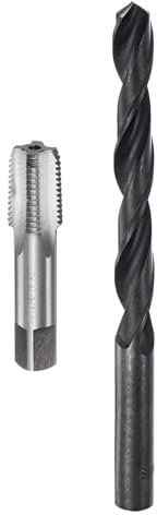 QUARKZMAN Gewindebohrer und Bohrer-Set, 1/4-18 NPT Gewindebohrer & 7/16 Schwarzoxid Spiralbohrer, Gerade Nut Gewindebohrer Gewindeschneidwerkzeug Reparaturset