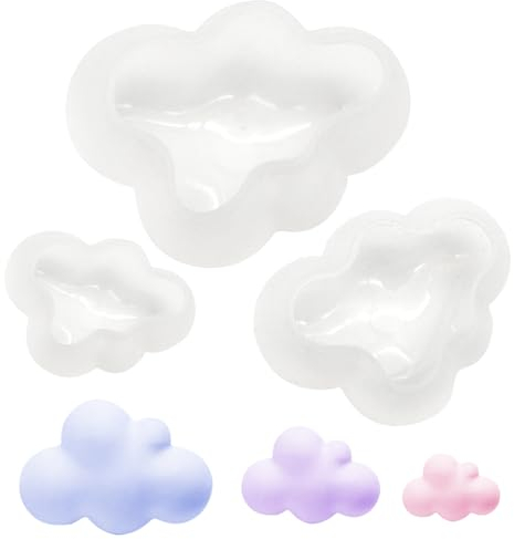 GYSRXS 3 Piezas Moldes de Silicona Resina 3D Nubes Molde de Silicona Molde Suave Utilizado para Velas Hechas a Mano,Jabón,Colgantes de Decoración,Yeso Artesanal