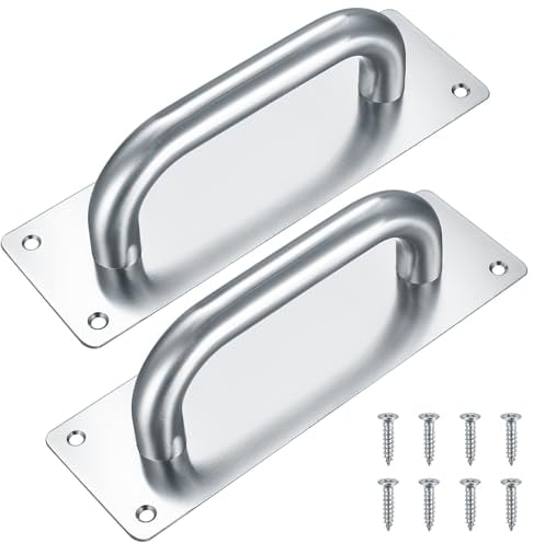 HAOCHEN Tiradores de Puerta Corredera, Manijas para Puertas de Acero inoxidable con Placa Trasera para Manija de Cuarto de Baño, Armario - 200 x 65 mm (plata)