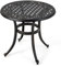 KOMFOTTEU Bistrotisch Rund, Gartentisch Balkontisch aus Aluminiumguss,rostfreier Besitelltisch 60 cm Durchmesser, Kaffeetisch Teetisch mit Metallrahmen für Garten, Terrassen, Balkon (Antikbraun)