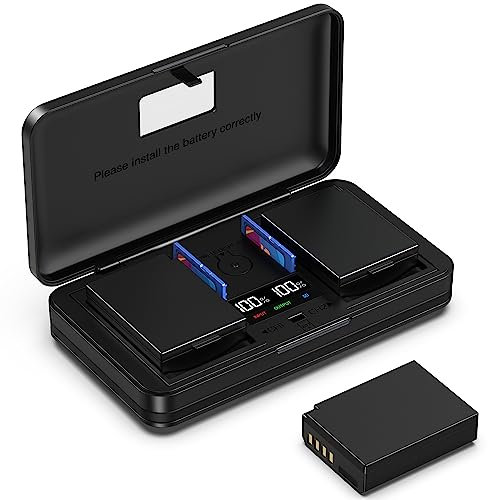 LP-E10 (2200mA) Kamera Akku Multifunktions Ladegerät Set (inkl. zwei Akkus) Kompatibel mit Canon EOS Rebel T3/5/6/7/100, X50/70/80/90 4000D 3000D 2000D 1500D 1300D 1200D 1100D