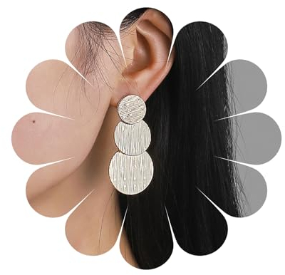 Silber Runde lange baumeln Ohrringe Geometrische Kreis Anhänger Ohrringe Silber drei Kreise baumeln Ohrringe für Frauen Mädchen