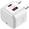 USB C Plug, 20W 2-Port Fast USBC Charger Plug UK Dual Port PD Power Adapter +QC USB A Wall Charger Multiport Mains Type C Charging Plug for iPhone 16 15 14 13 12 11 Pro Max XS XR 8 SE, Samsung, iPad
