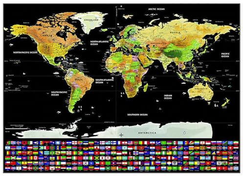 Weltkarte zum Rubbeln in Englisch für Kinder und Weltbummler Scratch Off Map Dekoration 23443