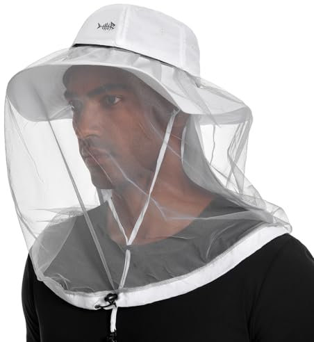 Bassdash UPF 50+ Moskito Sonnenhut mit verstecktem Kopfnetz und Nackenschutz für Herren Damen Angeln Wandern Camping