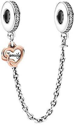 Wedanor Charme Familie Sicherheitskette Charms Anhänger 925 Sterling Silber Charm Pendant für Europäische Armbänder und Halsketten