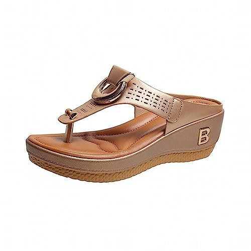 Generico Bambina Rosa Slingback Donna Ospiti Slingback Sandali da spiaggia con zeppa da donna Sandali da spiaggia con zeppa con plateau e infradito Sandali con Bambina Spugna Flip Flop (Rose Gold, 37)
