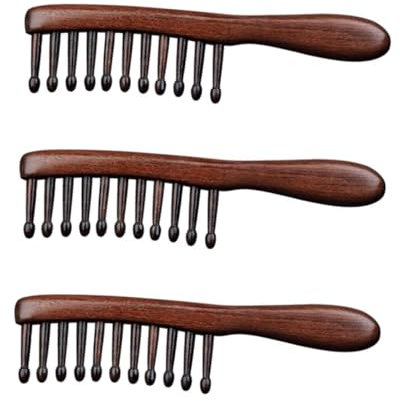 FRCOLOR 3pcs Sandalwood Wide Tooth Comb Hair Detangler Massaging Hair Brush Comb for Men Women