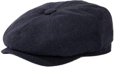 TOP-EX L/XL/XXL Merinowolle Schiebermuetze Herren 8 Panel Peaky Fischgräten Tweed Retro Schiebermütze Schlägermütze Gatsby Cap Warme Wintermütze Vintage Golf Fahrermütze Blau L