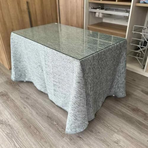 Ropa Chenilla Doble Grueso de Mesa Camilla Rectangular (Gris) sin Pliegues - Medida 120 x 70 cm (72 cm de Altura) - Falda Mesa Camilla, Enaguillas, Enaguas, Ropa Chenilla