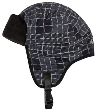 Mens Heat Lockers Tim Aviator Hat – Thermal Trapper Cap with Plush Cuff, Fleece Lined, Windproof Winter Plaid Bomber Style for Extreme Cold, Ski, Hiking, Outdoor Work – 1 Pack Black/Grey L/XL