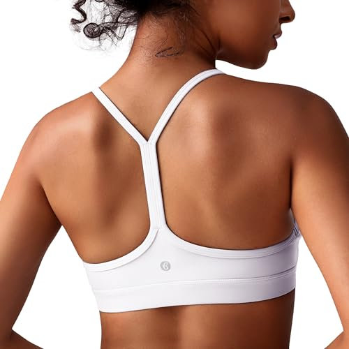 BAYDI Clouduxi Y Back Sports Bras Women - Light Support Racerback Yoga Bra, A-C Cups White