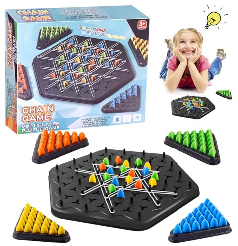 Morofme Ketten Dreieck Schachspiel, Geometrisches Schachspiell,Chain Triangle Chess Game 2 bis 4 Spieler,Tisch-Puzzle-Spiell,Board Games, Familienspiel, Brettspiele ab 3 4 5 6 8 10 Jahre