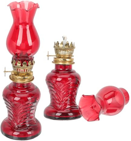 IMIKEYA 2stücke Petroleumlampe Glasöllampe Für Innenbereich Außenbereich Camping Picknick Romantische Beleuchtung Handbemalte Laterne Ohne Flamme Öllaterne Petroleumlampenlaterne