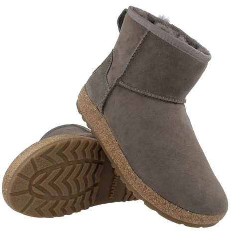 HAFLINGER Lammfell Leder Boots Aino Outdoor Stiefel unisex Grau (Anthrazit 4), Gr 40