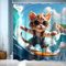 NEJLCTOROUS Duschvorhang Lustig 180x220,Katze Bad Duschvorhänge Motiv Kinder Badewanne Vorhang Wasserdicht Polyester Stoff Waschbar Badvorhang,220 hoch