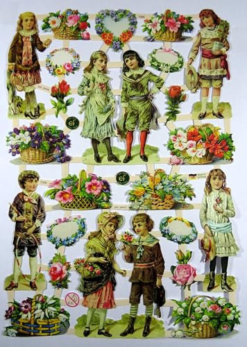 Glanzbilder Kinder Blumen Dame Herr EF 7368 Glanzbild Bild Posiebilder Scrapbook Deko GWI 309