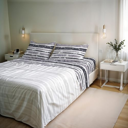 River Cotton Double Bed Sheet Set, Made in Italy – Complete Bed Set, Fitted Sheet, Top Sheet 240 x 300 cm and 2 Pillowcases with Inner Flap (Double, Oka)
