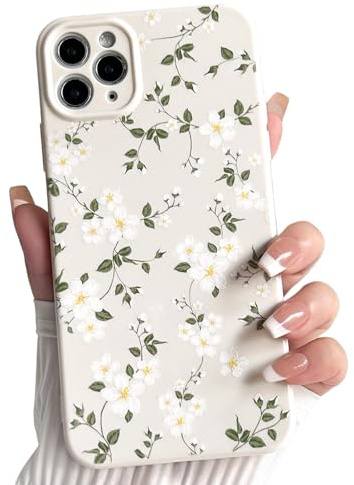NITITOP for iPhone 11 Pro Max Case Cute Flower Floral Pattern - White
