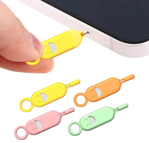 4PCS SIM Card Removal Tool Silicone Can Be Used Repeatedly SIM Card Holder with Keychain Anti-Loss and Portable SIM Pin Ejector Case Fits All Phones Tablets and Electronics