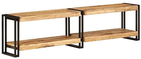 Woonisher Meuble TV 160x30x40 cm Bois Massif de manguier Ensemble Meuble TV et Table Basse
