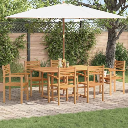 Mandloder Garten Stapelstühle 6er-Set Braun aus Massivholz Teak, stapelbar & wetterfest, vielseitige Gartenmöbel für Terrasse & Outdoor, Bequeme Stühle