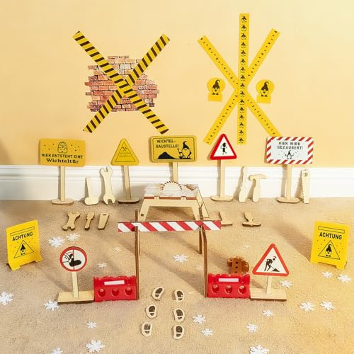 Wichtel Zubehör Baustelle, 30 Stück Miniatur Wichtel Baustelle Set mit Messwerkzeugset, Werkzeugset, Wichtel Zubehör Weihnachten Komplettset für Wichteltür Deko, Puppenhaus Zubehör, DIY Wichtel Einzug