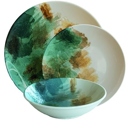 CER-POR Set piatti AQUA | 18 pezzi porcellana moderna per tavole fresche e luminose. 18 pezzi per 6 persone