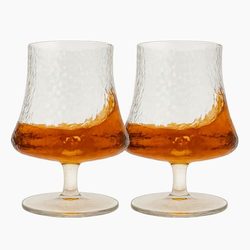 Bec's Designs Premium Brandy Snifter Glasses, 2pc 8oz Heavy-Base Lowballs