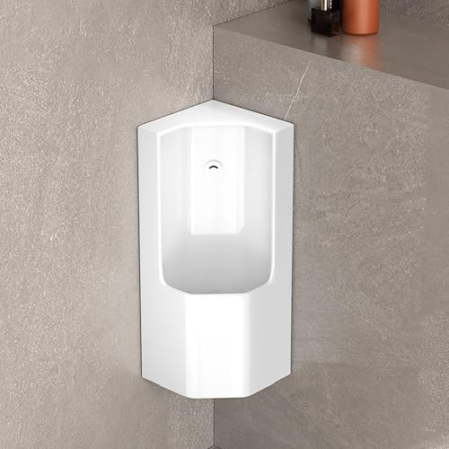 Urinoirs D'angle pour Salle de Bain pour Hommes,Mural Urinoirs en Céramique,avec Vanne de Chasse D'eau à Capteur,pour Toilettes Hôtels.(Wit)