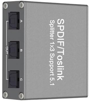 Wadakada SPDIF Digitaler Audio-Splitter 1X3 Toslink Optischer 3-Wege-Adapter Unterstützt LPCM 2.0 DTS -AC3 für/TV//Verstärker