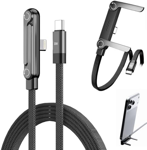 Caricatore invisibile 2in1 per telefono, 30W Cavo PD, 1.5m Caricatore Telefono Laterale, cavo di ricarica rapida per giochi, ufficio e viaggi, cavo ricarica iphone compatibile con iPhone 14 e vecchia