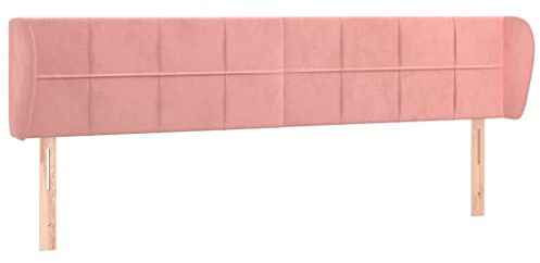 QJBSAVVA Tête de Lit avec Oreilles 203x23x78/88 cm - Tête de Lit Capitonnée en Velours Rose Ajustable en Hauteur pour Cadre de Lit de Chambre Adulte Chic et Confortable