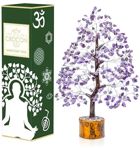 Amethyst Crystal Tree of Life - Handmade Gemstone Tree, Chakra Tree of Life, Healing Crystal Tree, Feng Shui Tree Decor, Crystal Decorations, Money Tree Bonsai, Artificial Tree, Spiritual Wisdom Gift