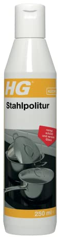 HG - Lucidante per acciaio, confezione da 2 (2 x 250 ml) – è un lucidante in acciaio inox per pulire e proteggere piani di lavoro in cucina, pentole