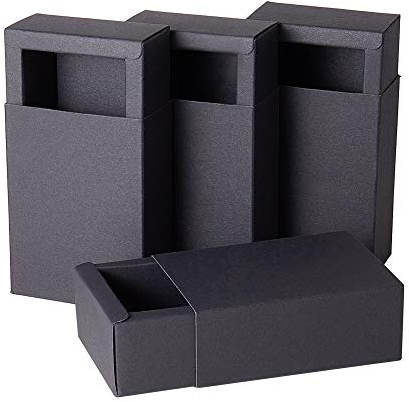 BENECREAT 20 Pack Kraftpapier Schublade Box Festival Geschenkverpackung Kasten Seife Schmuck Gastgeschenke Geschenk Verpackung Boxen - schwarz (11,2 x 8,2 x 4,2 cm)