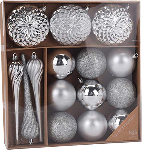 made2trade 15 teiliges Weihnachtsbaumschmuck Set - Silber