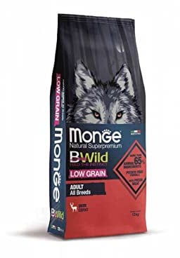 Monge BWILD Adult Deer, Hundefutter für alle Rassen (Trockenfutter für Hunde mit magerem Hirschfleisch, Hunde Trockenfutter mit wenig Getreide, sehr Ballaststoff- & Vitaminreich, Inhalt: 12 kg)