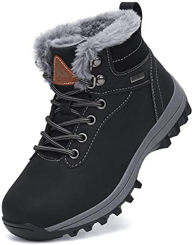 Mishansha Kinder Winterschuhe Jungen Warm Gefüttert Schneestiefel Mädchen Wasserdicht Winterstiefel Outdoor Schwarz Gr.31