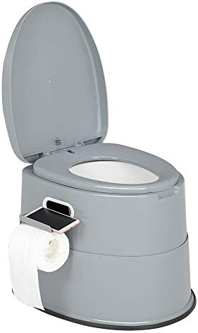 VINGLI Portable Toilet | Indoor Outdoor Commode w/Detachable Inner Bucket & Removable Paper Holder, Lightweight & Compact for Camping, Boat, Van, Emergency Use (Grey)