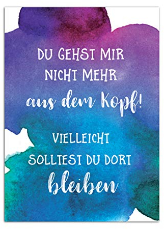 Postkarte gehst mir nicht mehr aus dem Kopf Sprüchekarte Postkarte Spruch Motivationskarte Geurtstagskarte