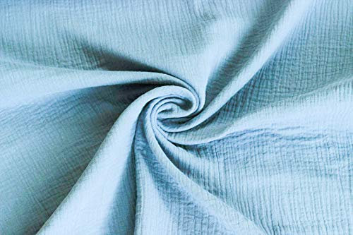 50x130cm Musselin Stoff uni Oeko-Tex zertifiziert Meterware Mulltuch Baumwolle, Farbe:eisblau