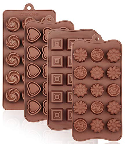 La chat 4 Packs Silicone Molds for Chocolate, Food Grade no-stick Baking, candy and butter Mold with different shape (4 packs different style)