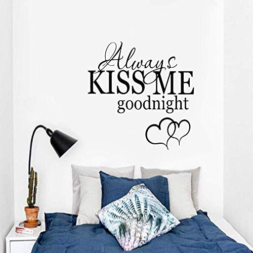 Wall Stickers Always Kiss Me Good Night Hearts Bedroom Decor Pvc Wall Sticker 53.3Cm*56Cm