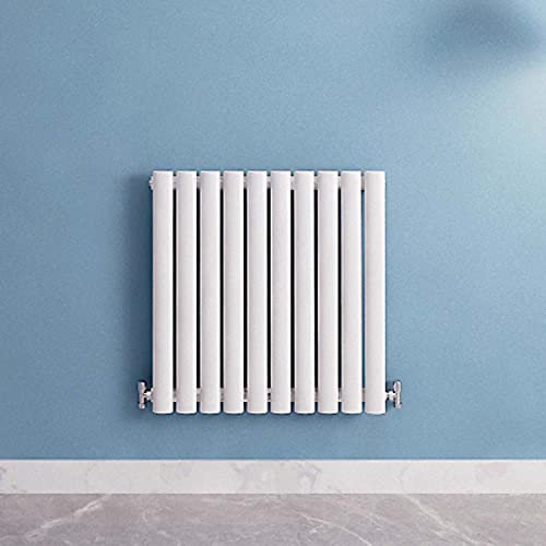 Acezanble∣White Radiators Single Oval Column Panel Horizontal 600mm Wide Low Radiator Centre Heating for Bathroom Kitchen Living Room Small Large Average