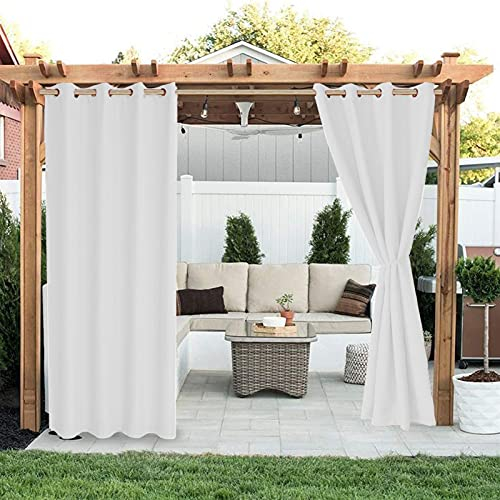 Liveinu Tende da Sole per Esterno Tende Idrorepellenti con Anelli Tenda Oscurante Termica Isolante Tende per Gazebo Tenda Impermeabile 2 Pezzo | 210x230cm(L x A) Bianco