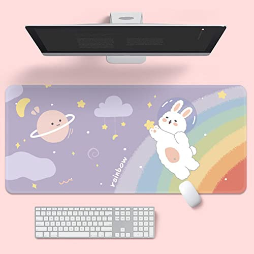 Fiacvrs Tapis de Souris Kawaii pour Adolescentes et Filles, Tapis de Clavier de Bureau pour Ordinateur Portable, idéal pour Les Filles et Les Femmes, Accessoires décoration Bureau (Violet)