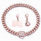 RUMYPET Rose Gold Chain Dog Collar 10MM/14MM Cuban Link Dog Collar Chew Proof Stainless Steel Chain Collar for Small Medium Large Dogs 10-26Inch(14mm,12inch)