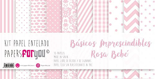 Papers For You Kit 10 Carta Imitazione Tela Scrap 125 g 12x12 (Rosa Bebe)