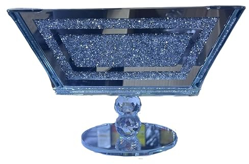 Glamified Silver Crushed Fruit Bowl Crystal Filling, Fruit Bowl Kitchen Storage Organiser Bling Decor | Medium